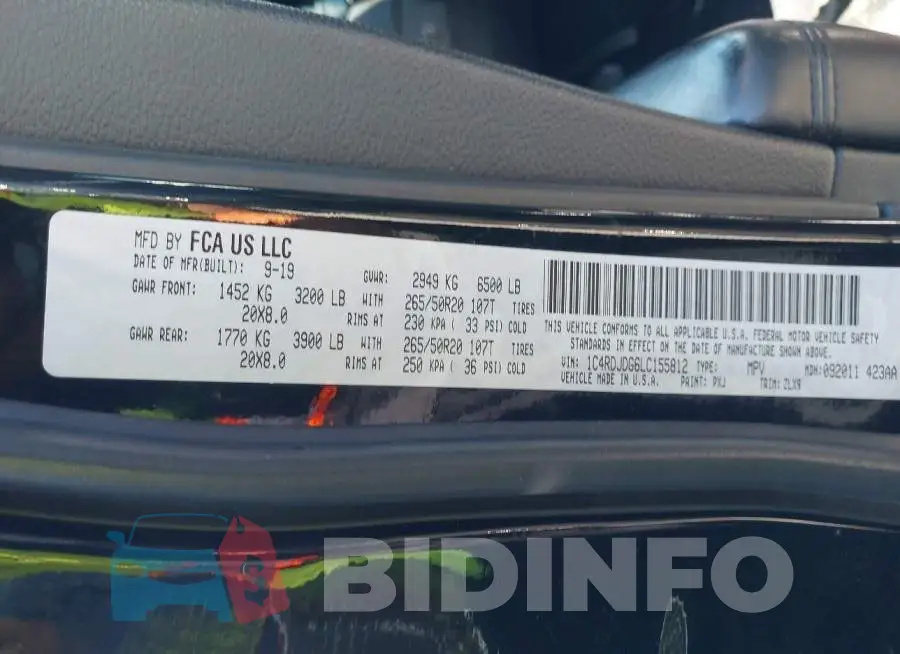 1C4RDJDG6LC155812 Photo# 9