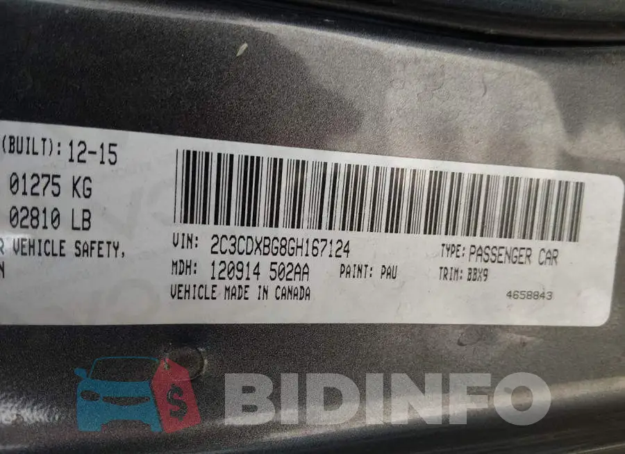 2C3CDXBG8GH167124 Photo# 9