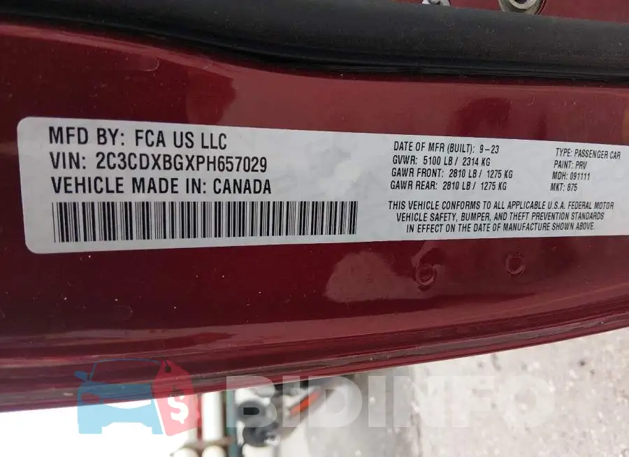 2C3CDXBGXPH657029 Photo# 9