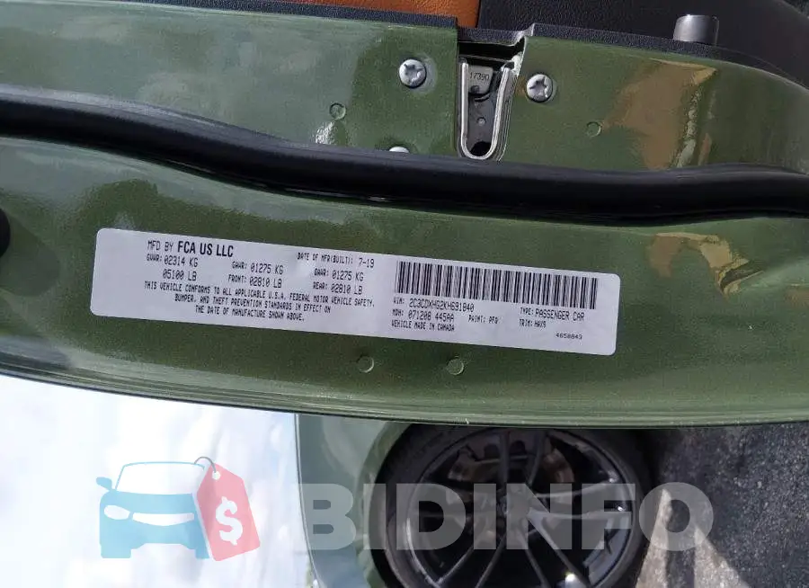 2C3CDXHG2KH691840 Photo# 9