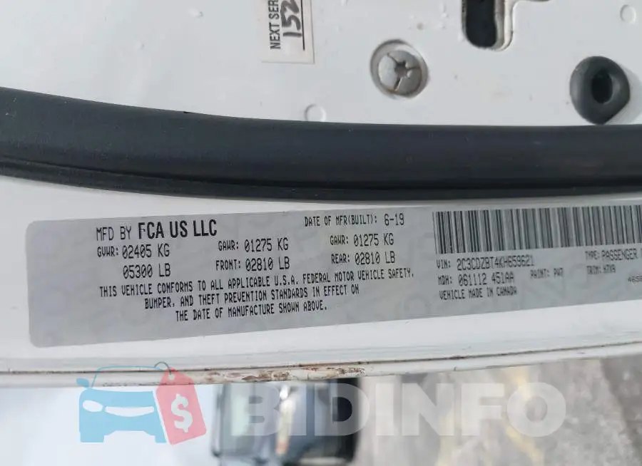 2C3CDZBT4KH659621 Photo# 9