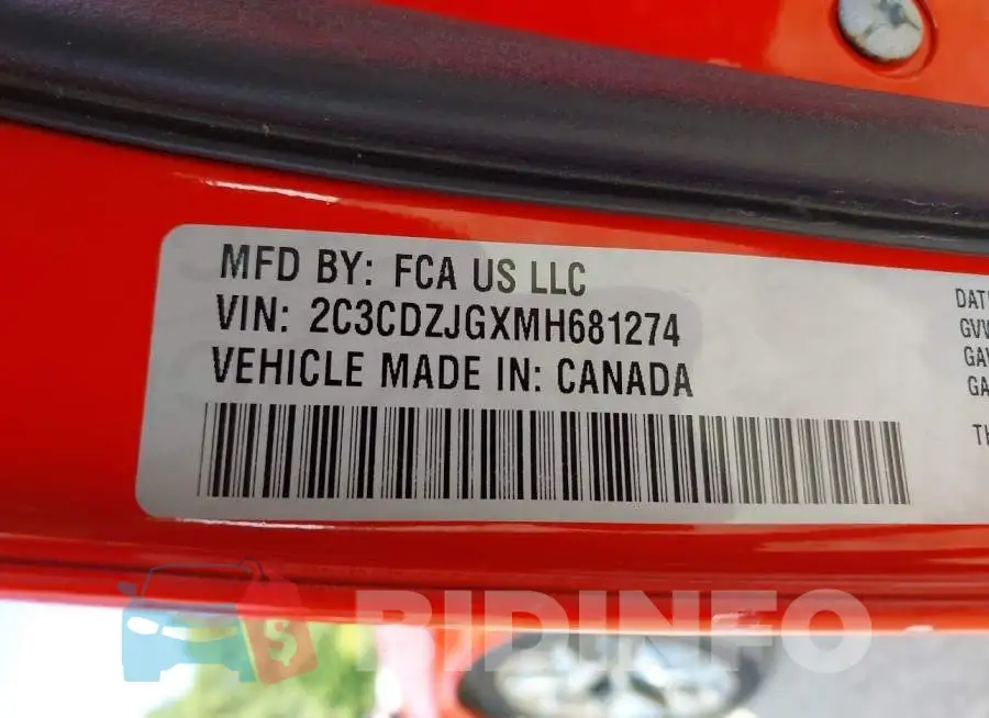 2C3CDZJGXMH681274 Photo# 9