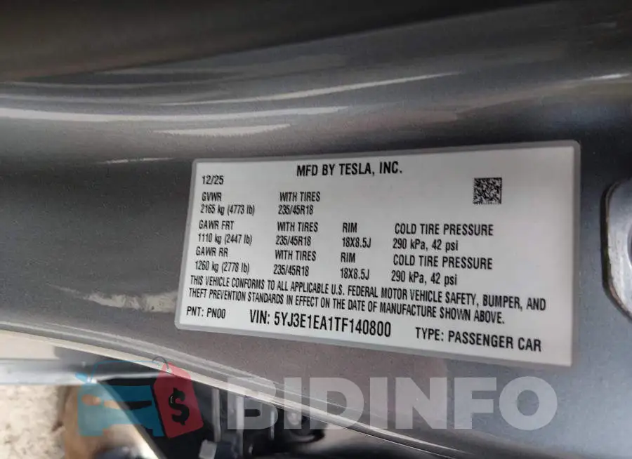 5YJ3E1EA1TF140800 Photo# 9