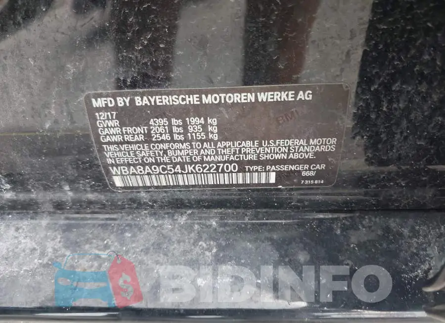 WBA8A9C54JK622700 Photo# 9