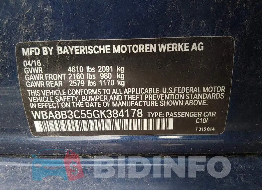 WBA8B3C55GK384178 Photo# 9