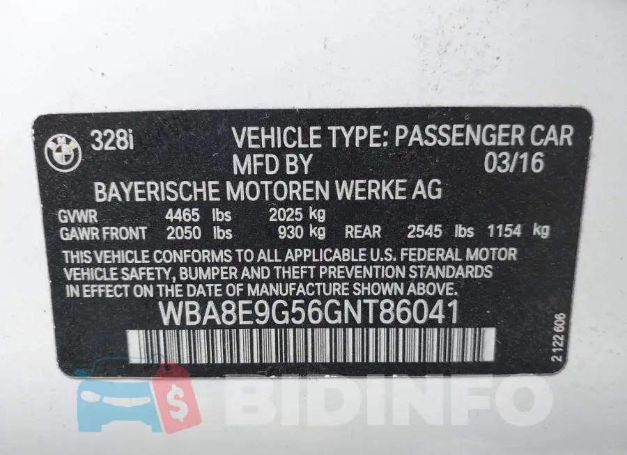 WBA8E9G56GNT86041 Photo# 9