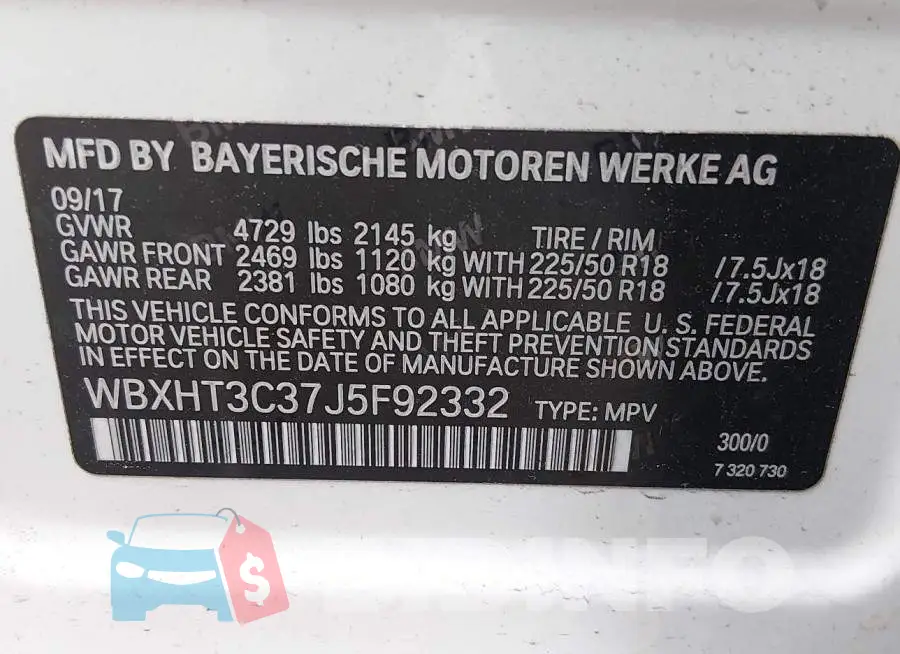 WBXHT3C37J5F92332 Photo# 9