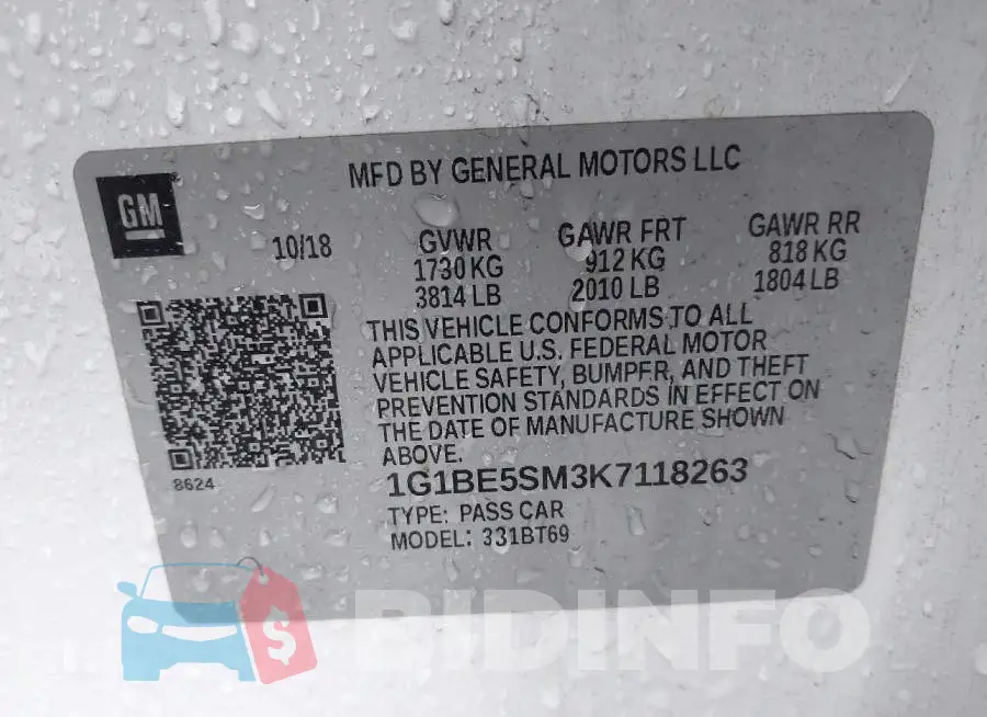1G1BE5SM3K7118263 Photo# 9