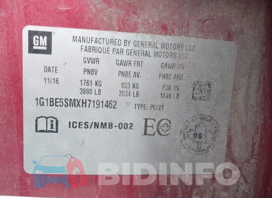 1G1BE5SMXH7191462 Photo# 9