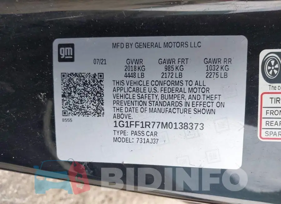 1G1FF1R77M0138373 Photo# 9