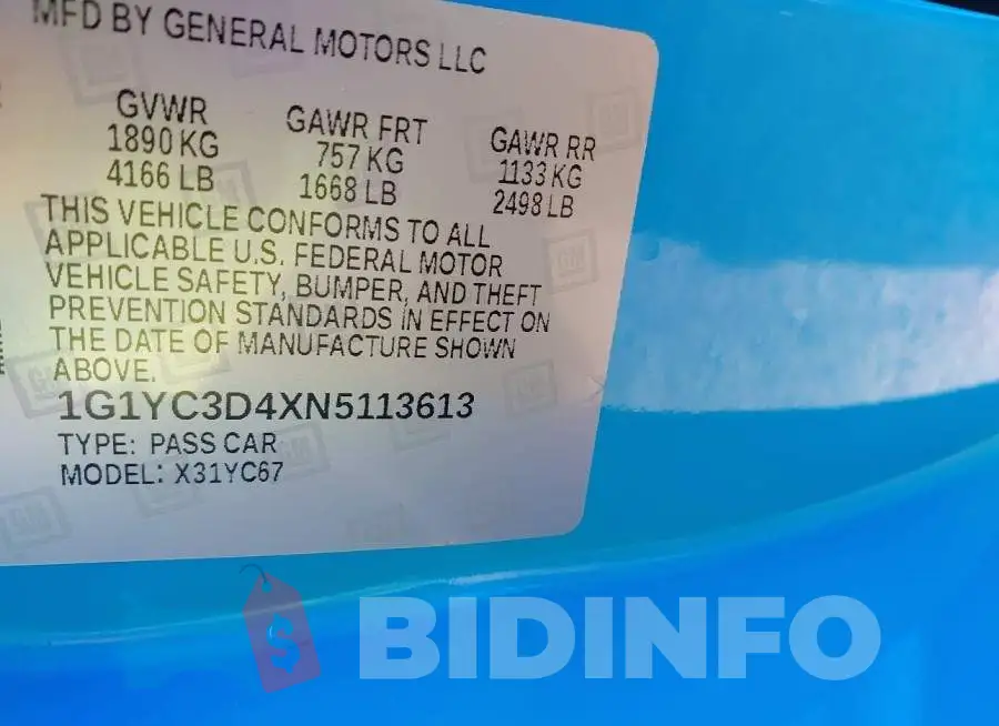 1G1YC3D4XN5113613 Photo# 9