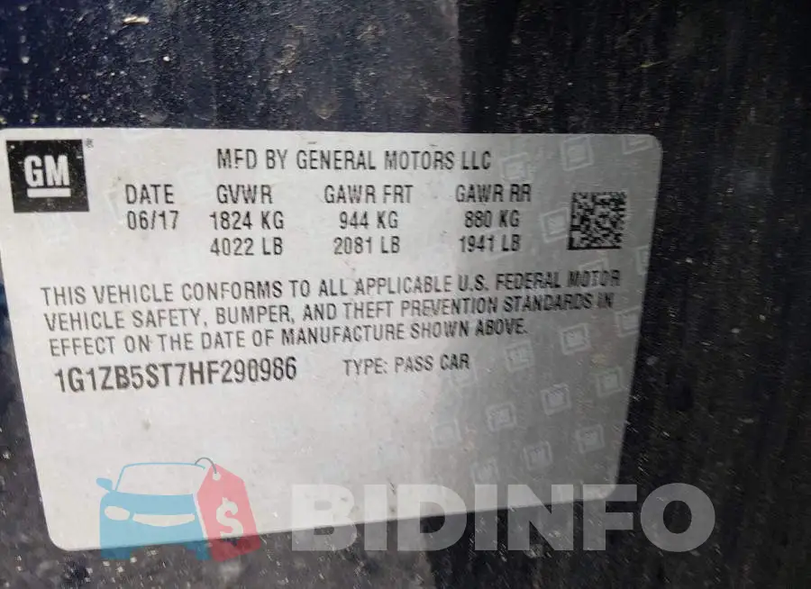 1G1ZB5ST7HF290986 Photo# 9