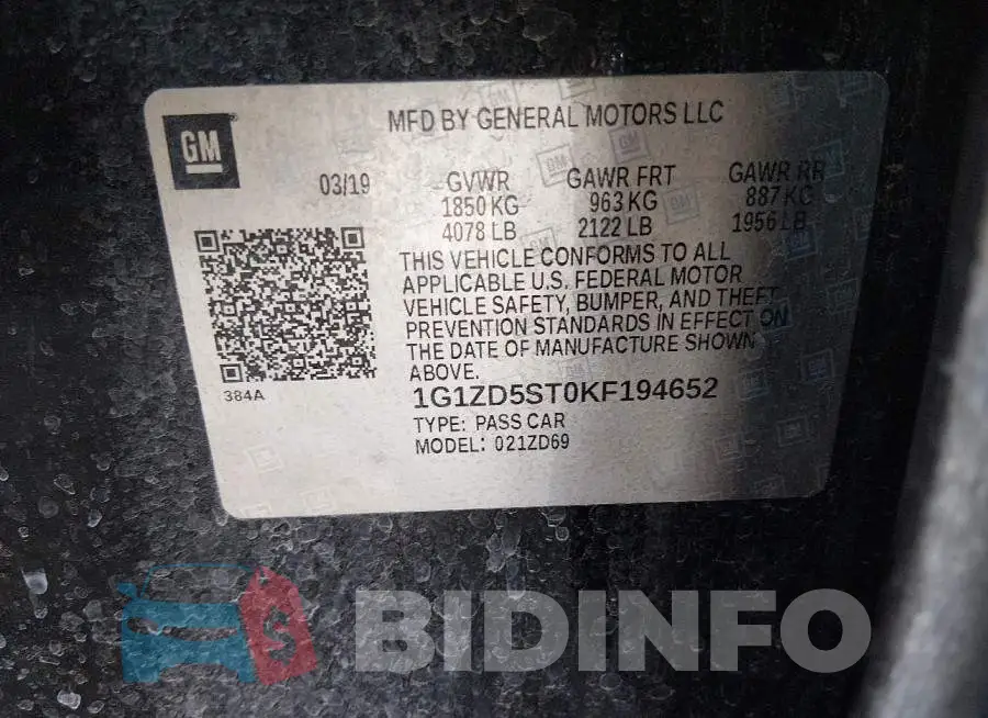 1G1ZD5ST0KF194652 Photo# 9