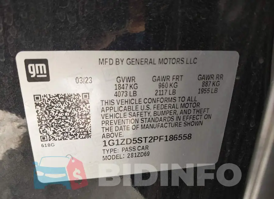 1G1ZD5ST2PF186558 Photo# 9