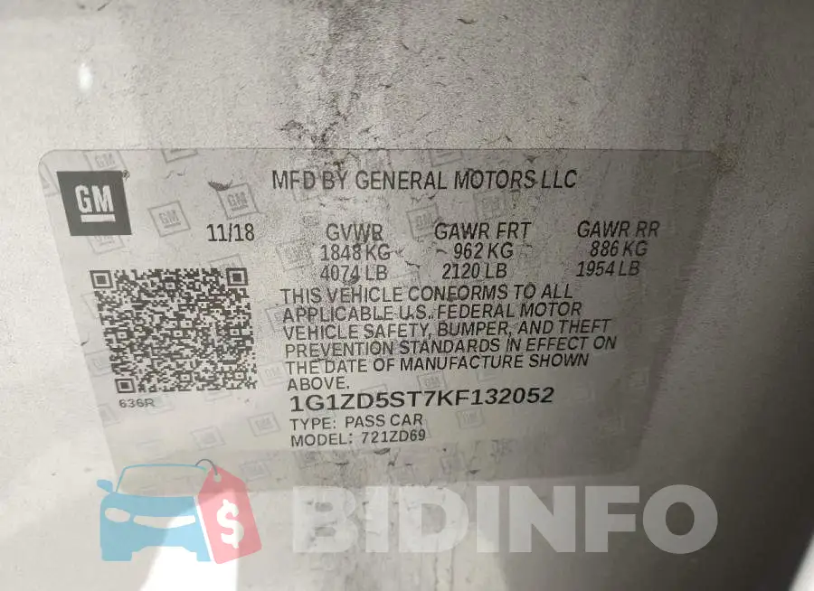 1G1ZD5ST7KF132052 Photo# 9