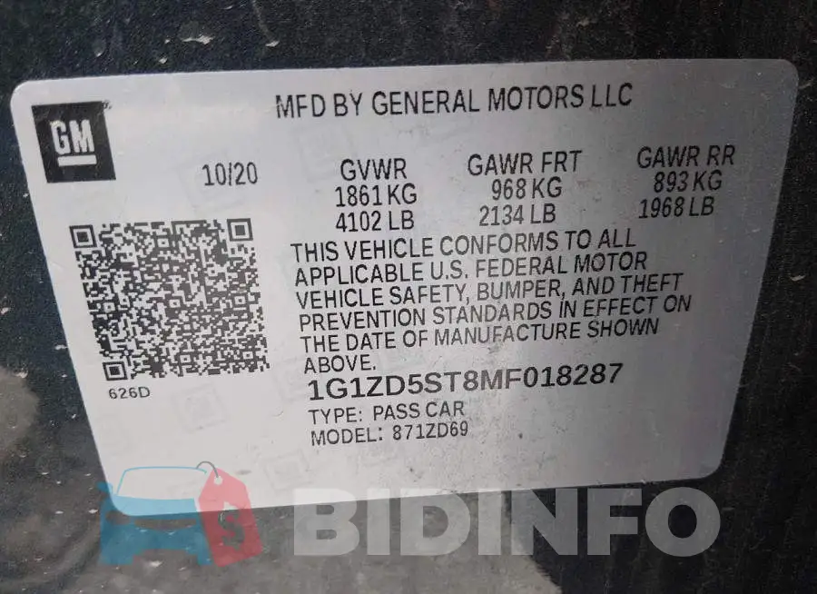 1G1ZD5ST8MF018287 Photo# 9