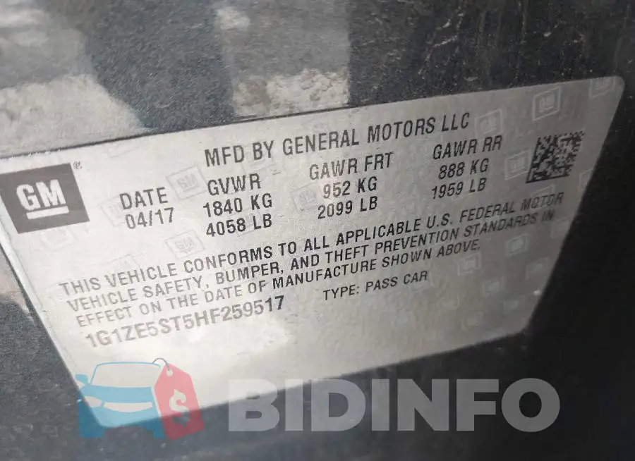 1G1ZE5ST5HF259517 Photo# 9