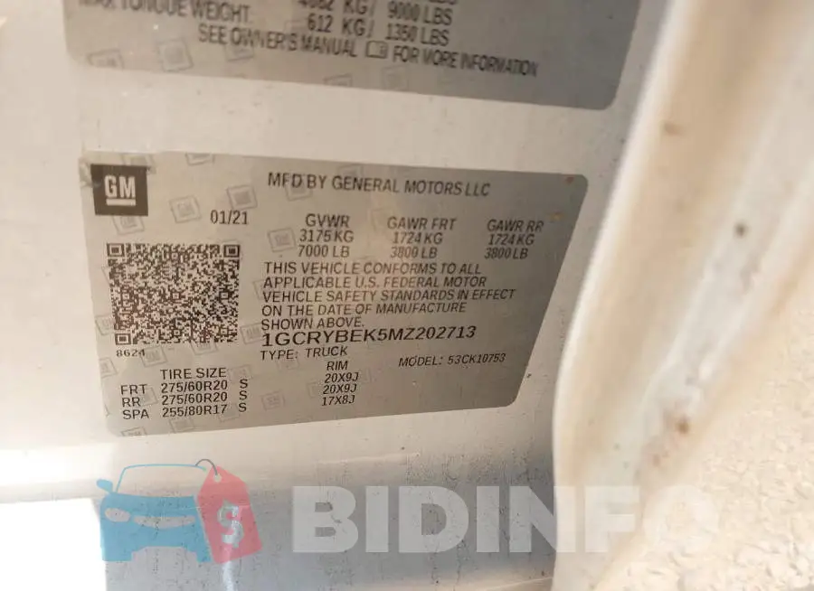 1GCRYBEK5MZ202713 Photo# 9