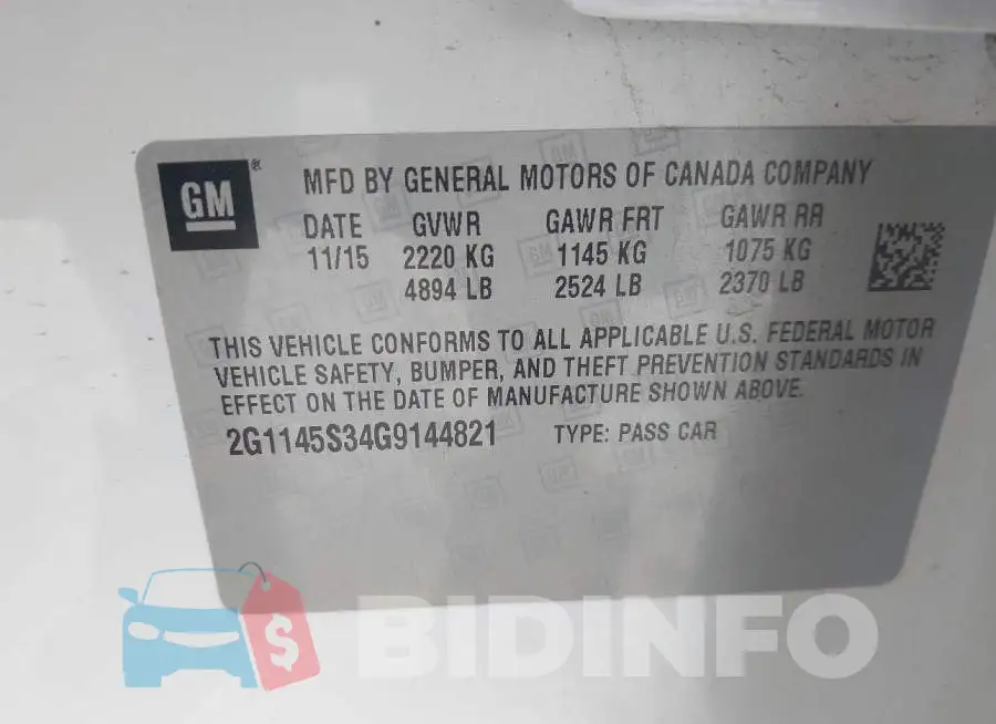 2G1145S34G9144821 Photo# 9