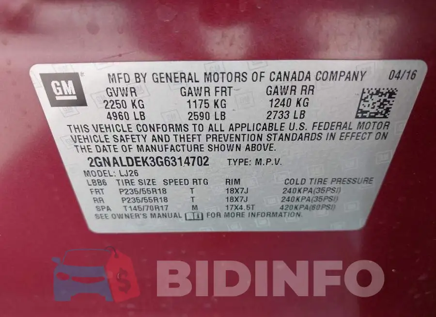 2GNALDEK3G6314702 Photo# 9