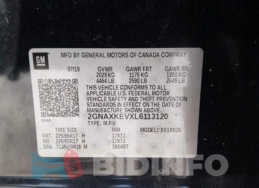 2GNAXKEVXL6113120 Photo# 9