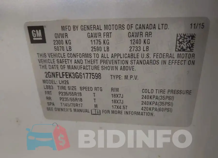 2GNFLFEK3G6177598 Photo# 9