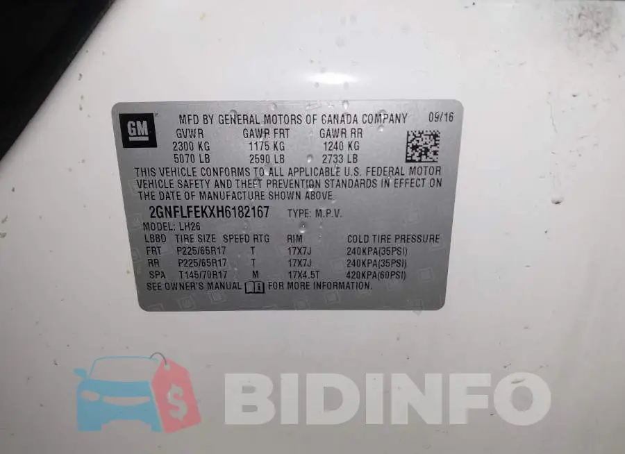 2GNFLFEKXH6182167 Photo# 9