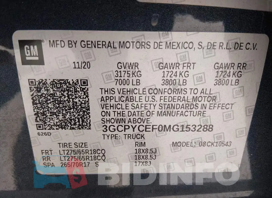 3GCPYCEF0MG153288 Photo# 9