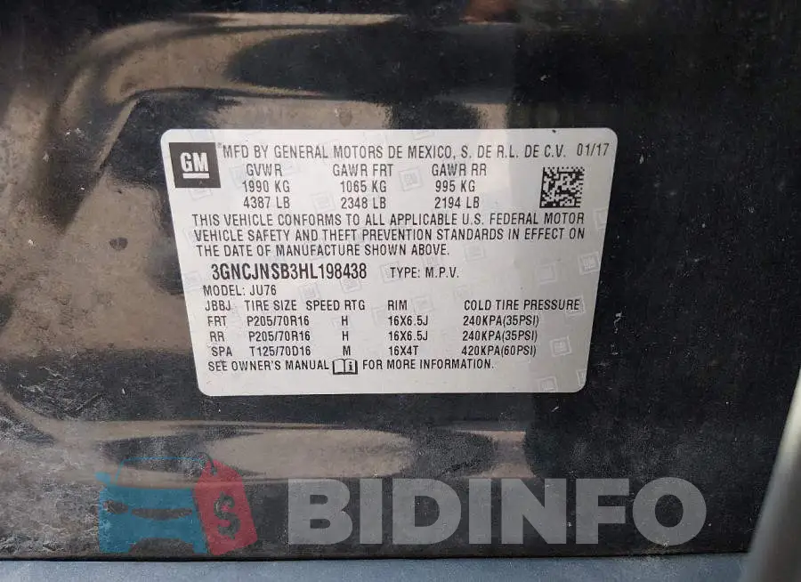 3GNCJNSB3HL198438 Photo# 9