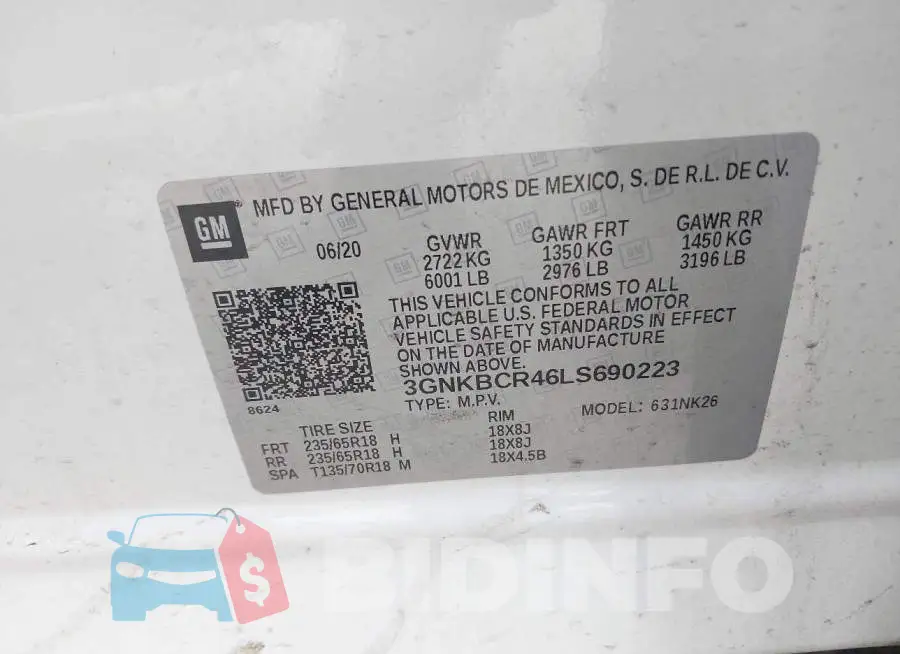 3GNKBCR46LS690223 Photo# 9