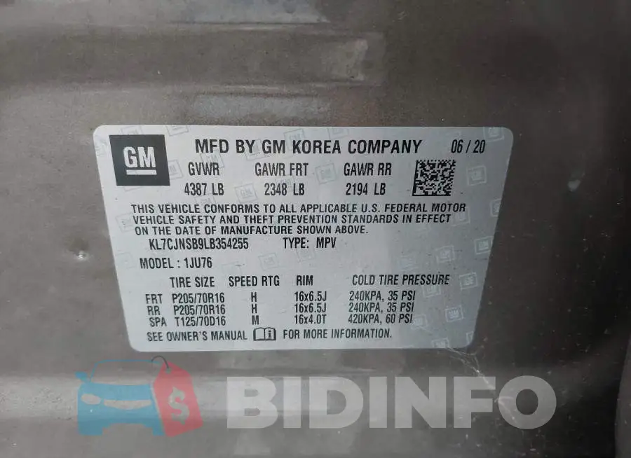 KL7CJNSB9LB354255 Photo# 9