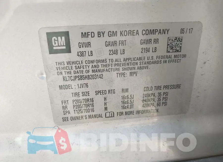 KL7CJPSB5HB203142 Photo# 9