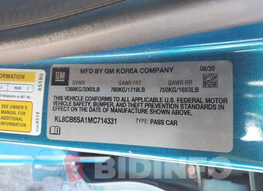 KL8CB6SA1MC714331 Photo# 9