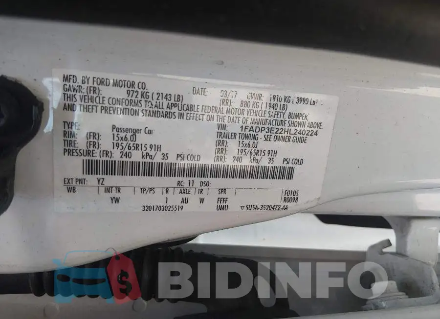 1FADP3E22HL240224 Photo# 9