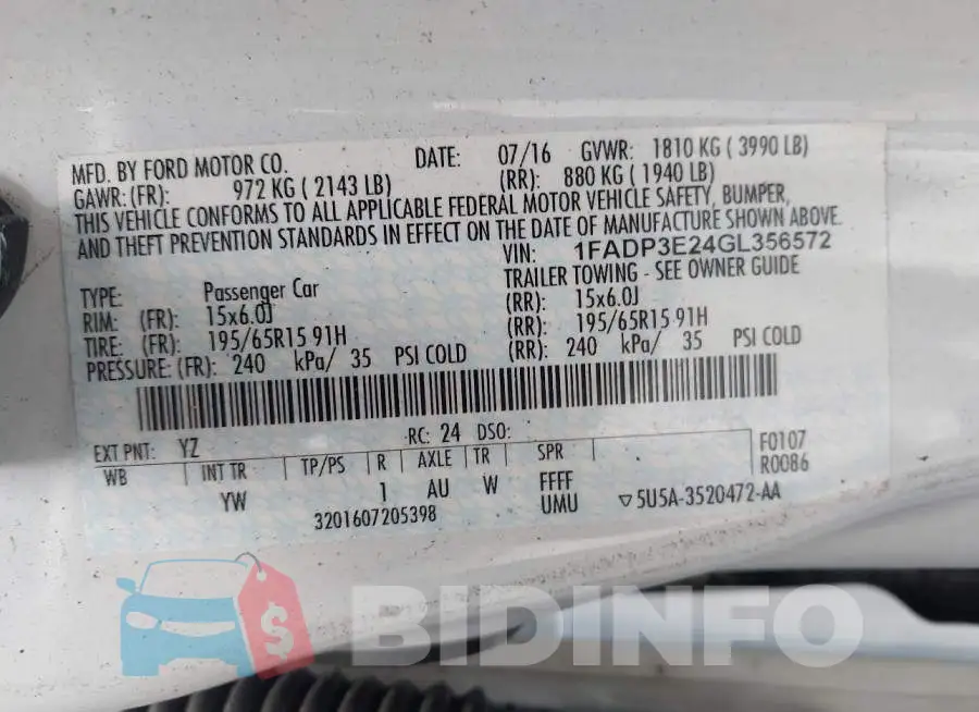 1FADP3E24GL356572 Photo# 9