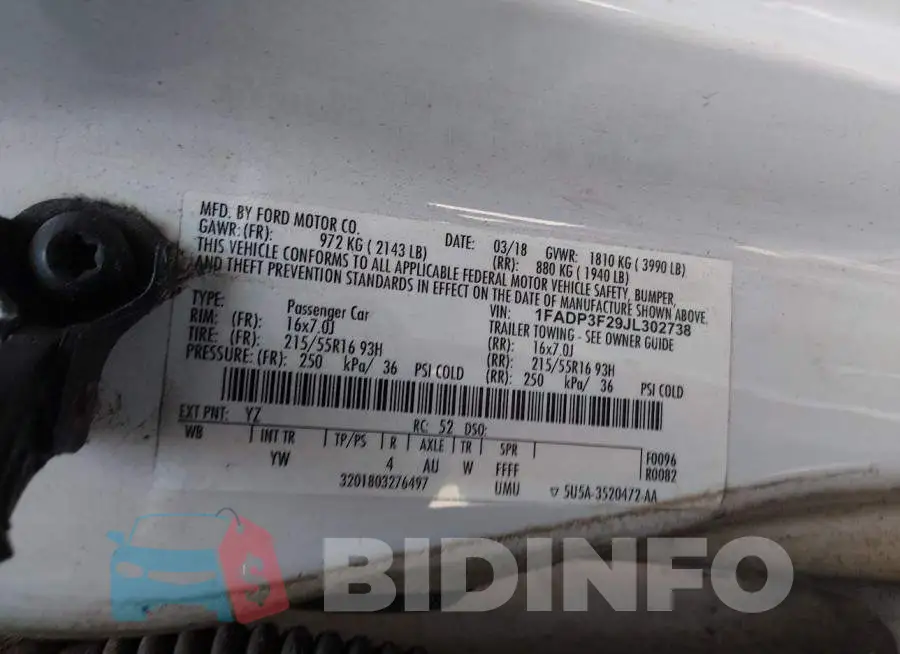 1FADP3F29JL302738 Photo# 9