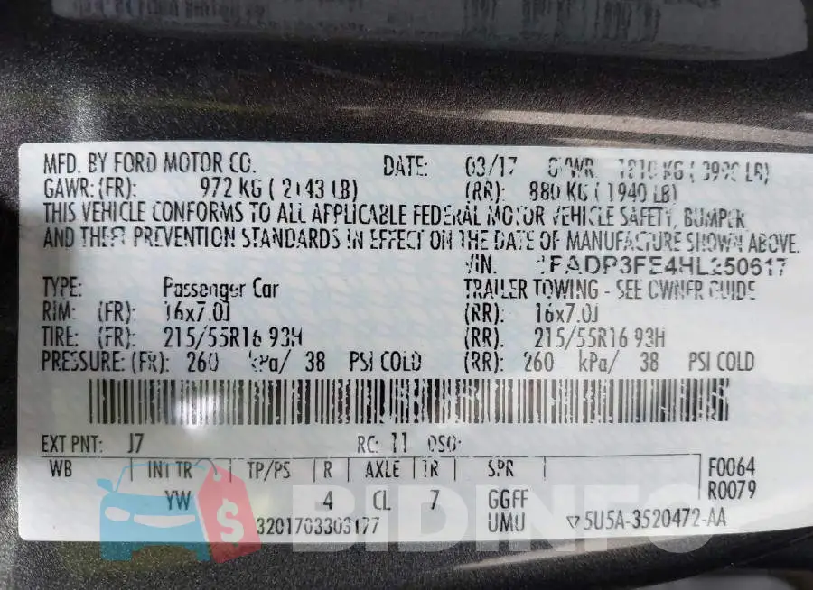 1FADP3FE4HL250617 Photo# 9