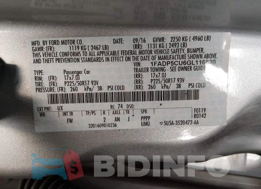 1FADP5CU6GL116830 Photo# 9