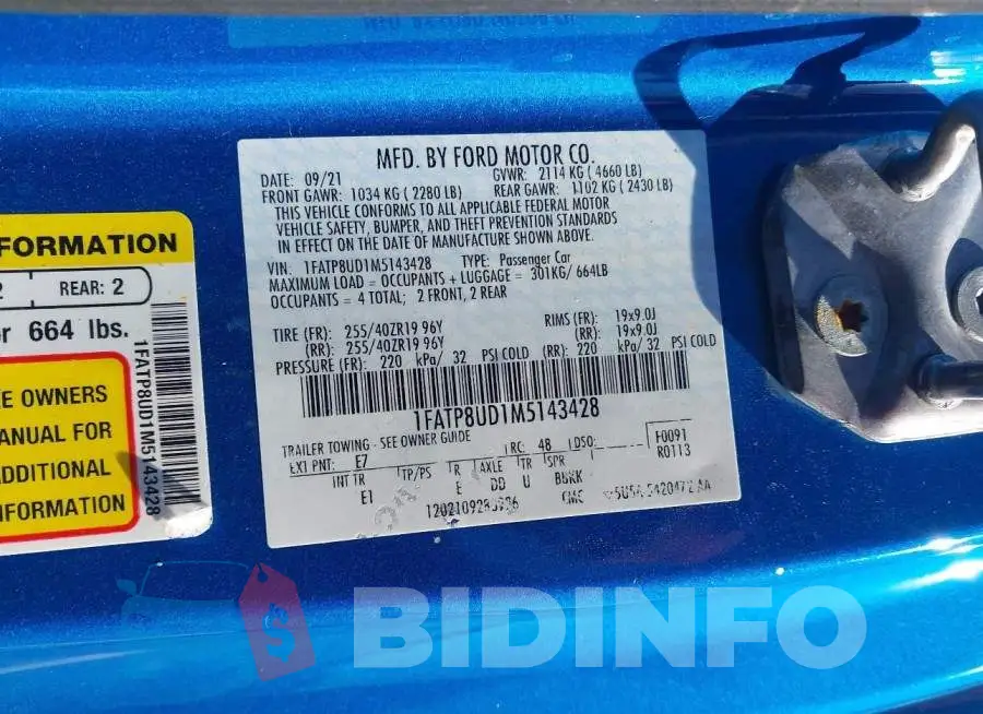 1FATP8UD1M5143428 Photo# 9