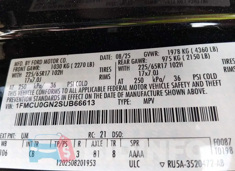 1FMCU0GN2SUB66613 Photo# 9