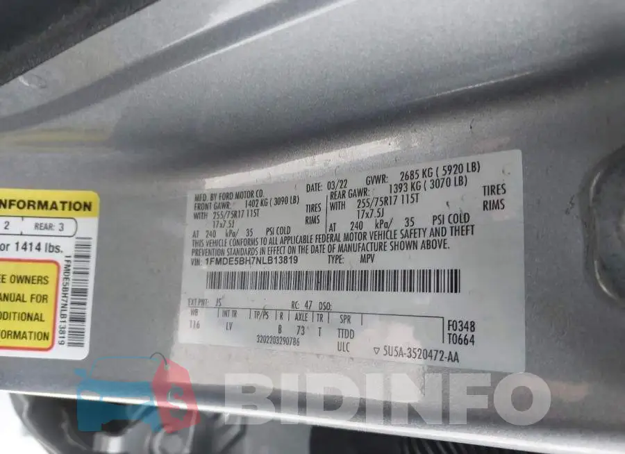1FMDE5BH7NLB13819 Photo# 9