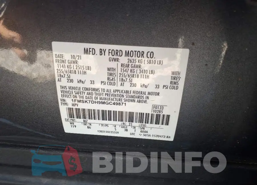 1FMSK7DH9MGC49871 Photo# 9