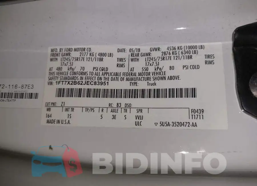 1FT7X2B62JEC83951 Photo# 9
