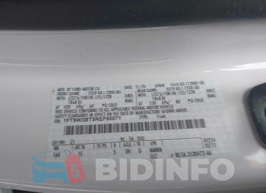 1FT8W3BT5REF85071 Photo# 9