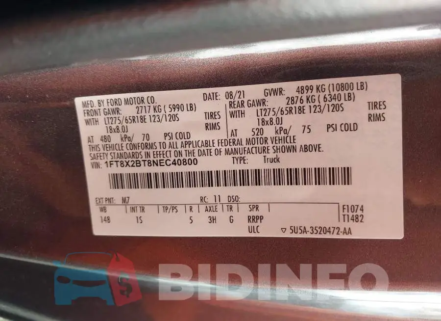 1FT8X2BT8NEC40800 Photo# 8