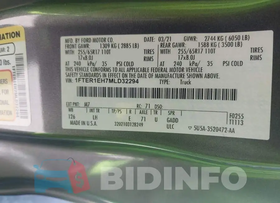 1FTER1EH7MLD32294 Photo# 9