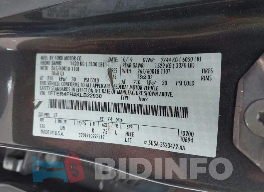 1FTER4FH4KLB22930 Photo# 9