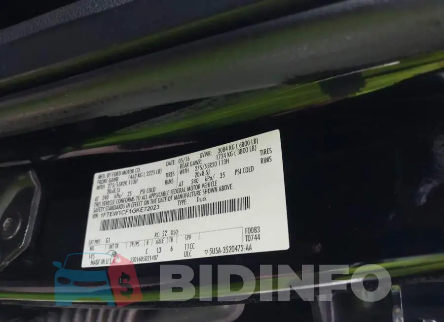 1FTEW1CF1GKE72023 Photo# 9