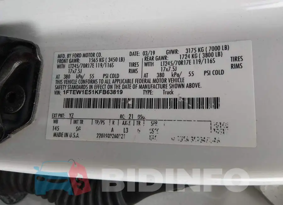 1FTEW1E51KFB63819 Photo# 9