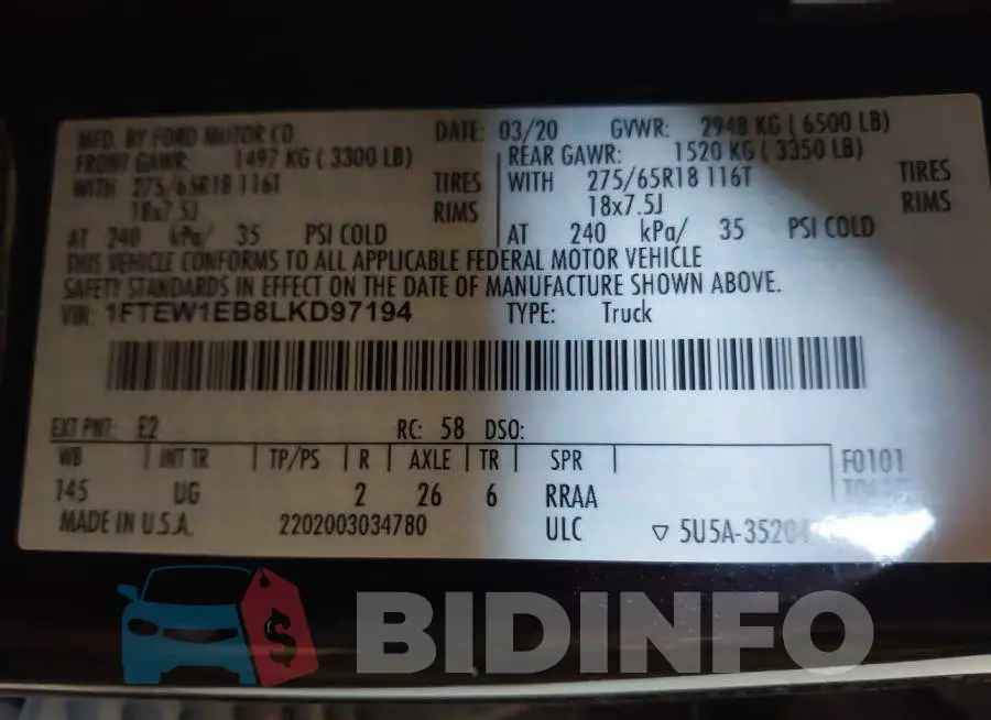 1FTEW1EB8LKD97194 Photo# 9